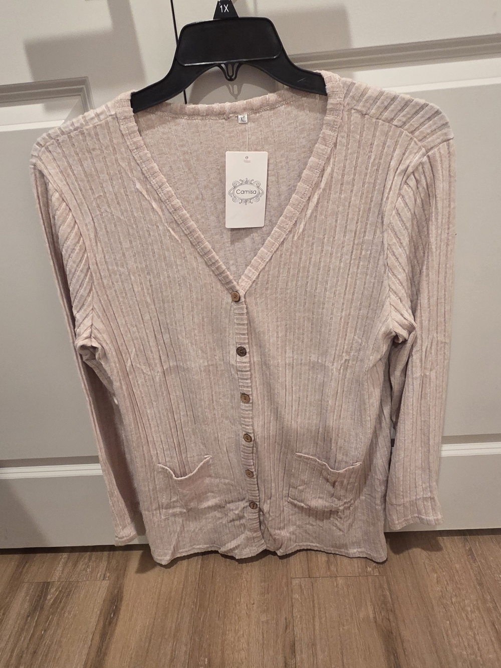 Camisa Ribbed Light Blush Button-Front Cardigan - Picture 6 of 6